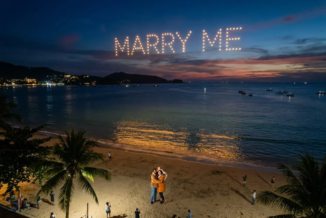 Drone Light Show in Phuket at Kamala, Phuket, Thailand