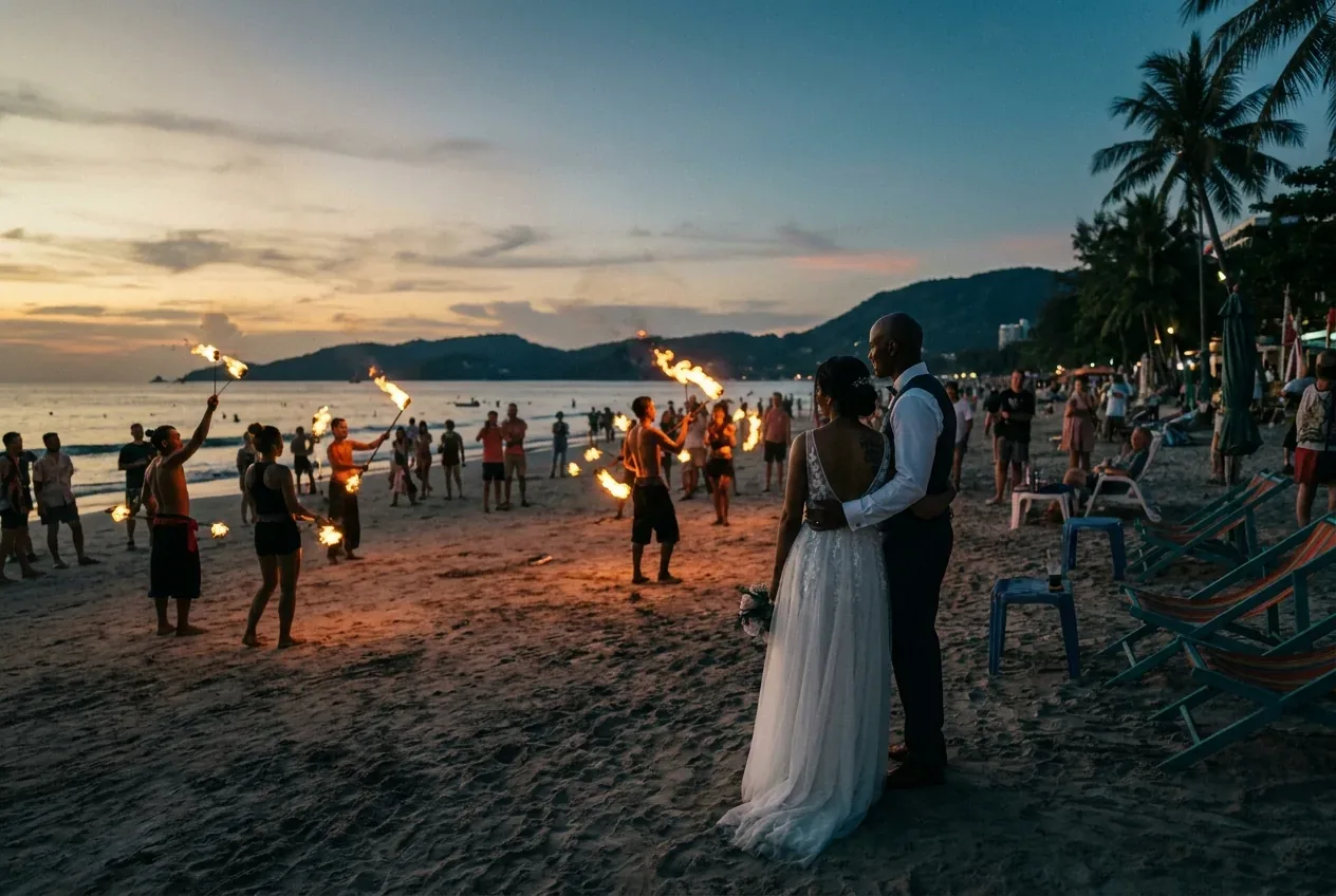 Fire Show on the Beach in Phuket at Patong, Phuket, Thailand