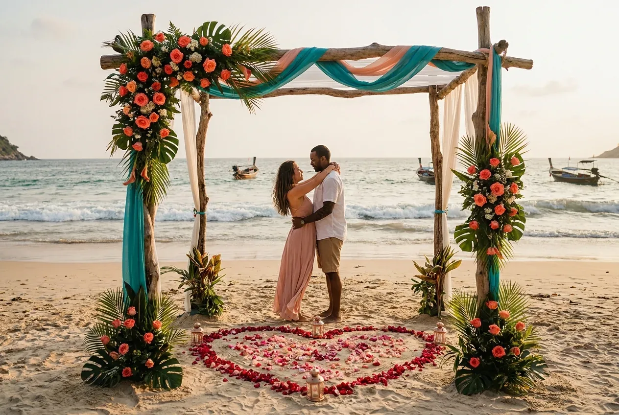 Flowers & Rose Setups in Phuket at Nai Harn Beach, Phuket, Thailand