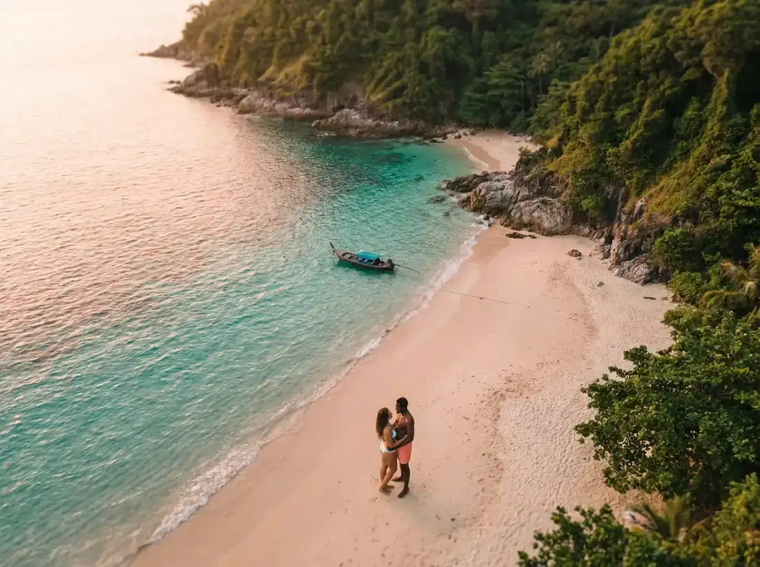 Aerial view of Freedom Beach, Phuket, Thailand for a best beaches couples phuket freedom banana secluded