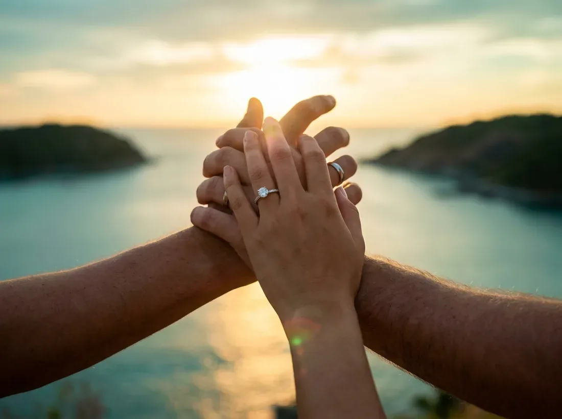 Close-up detail of a best places propose phuket viewpoint aerial sunset in Phuket