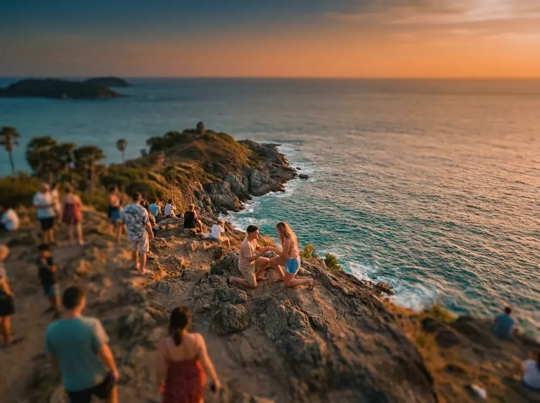 Aerial view of Promthep Cape, Phuket, Thailand for a best places propose phuket viewpoint aerial sunset