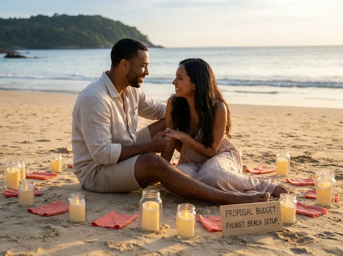 Candle-lit setup for a proposal cost budget phuket beach setup candles in Phuket