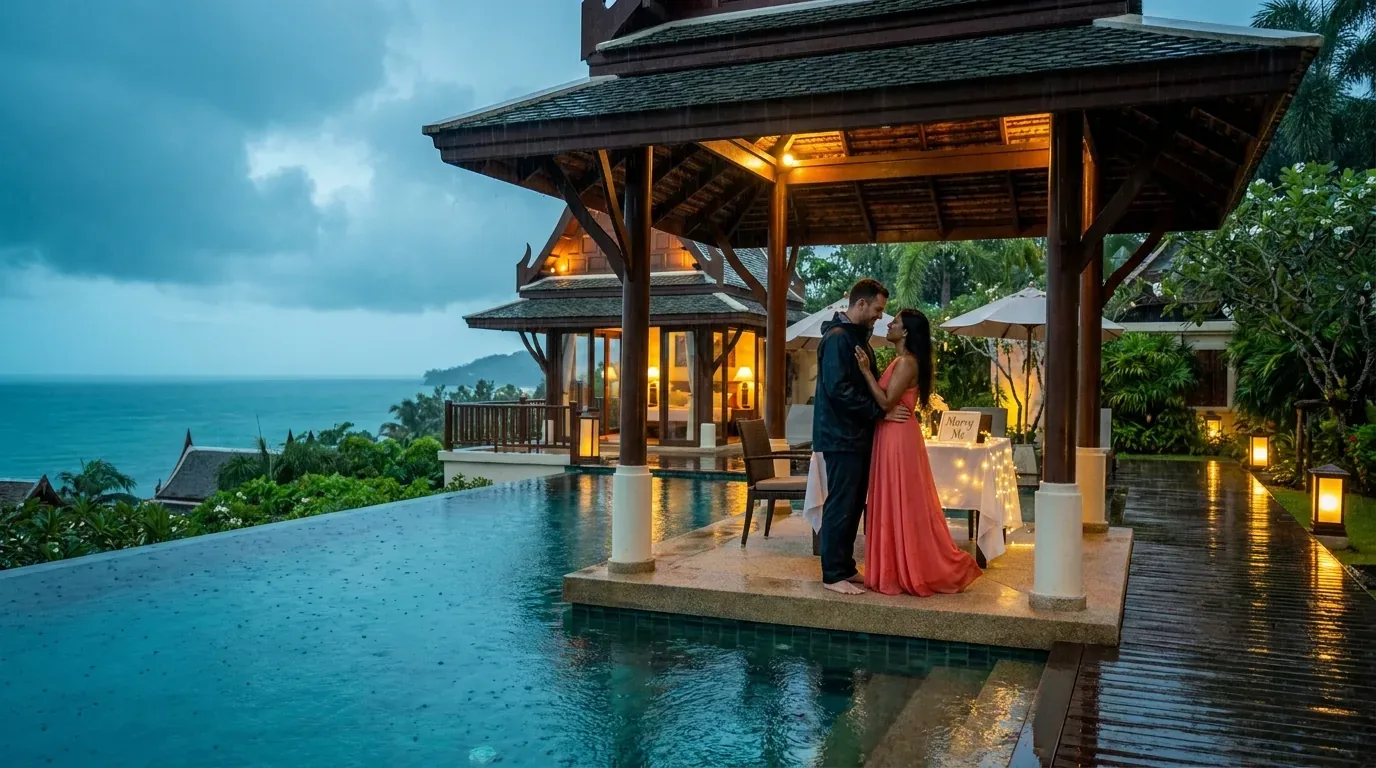 Proposing in Rainy Season: Backup Plans at Kamala, Phuket, Thailand