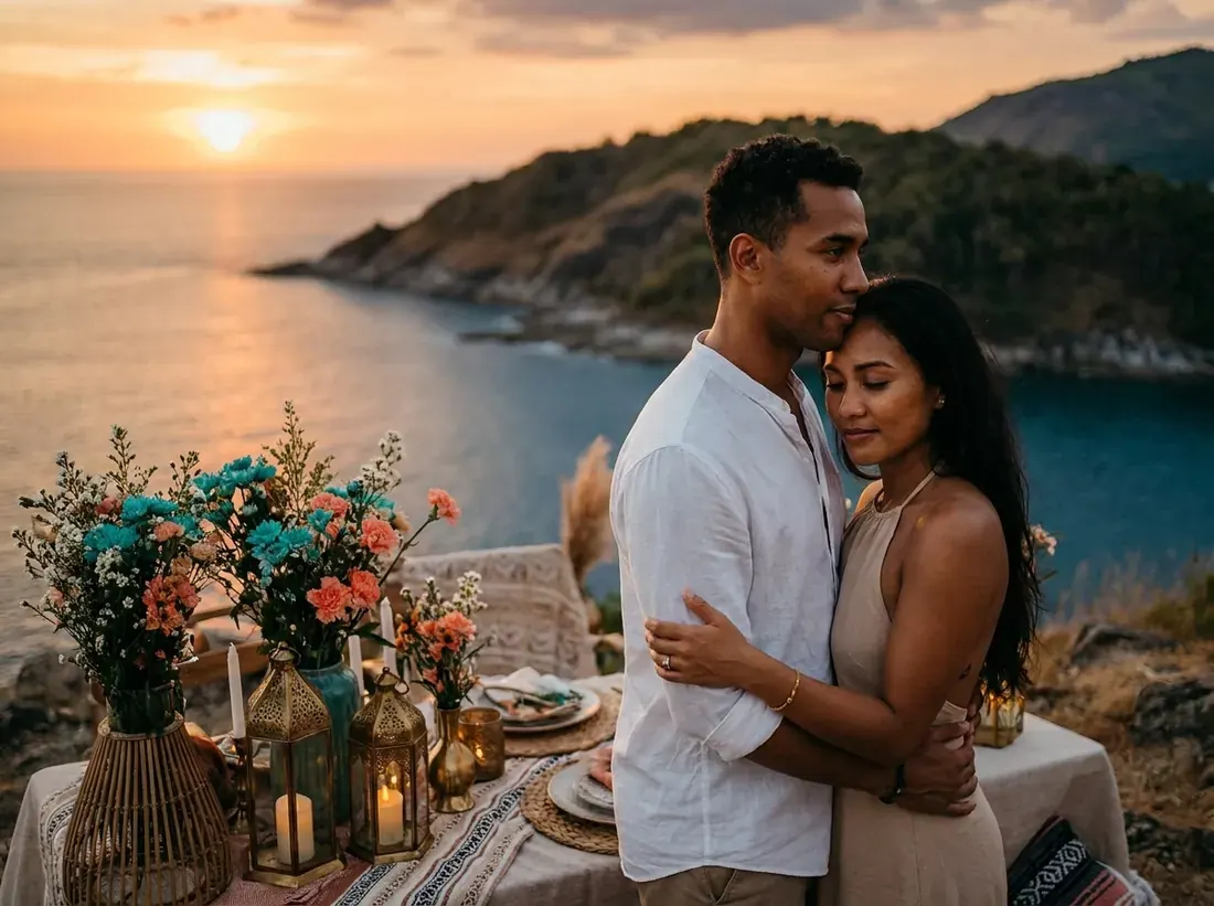 Styled decor for a phuket sunset golden hour promthep cape andaman sea in Phuket