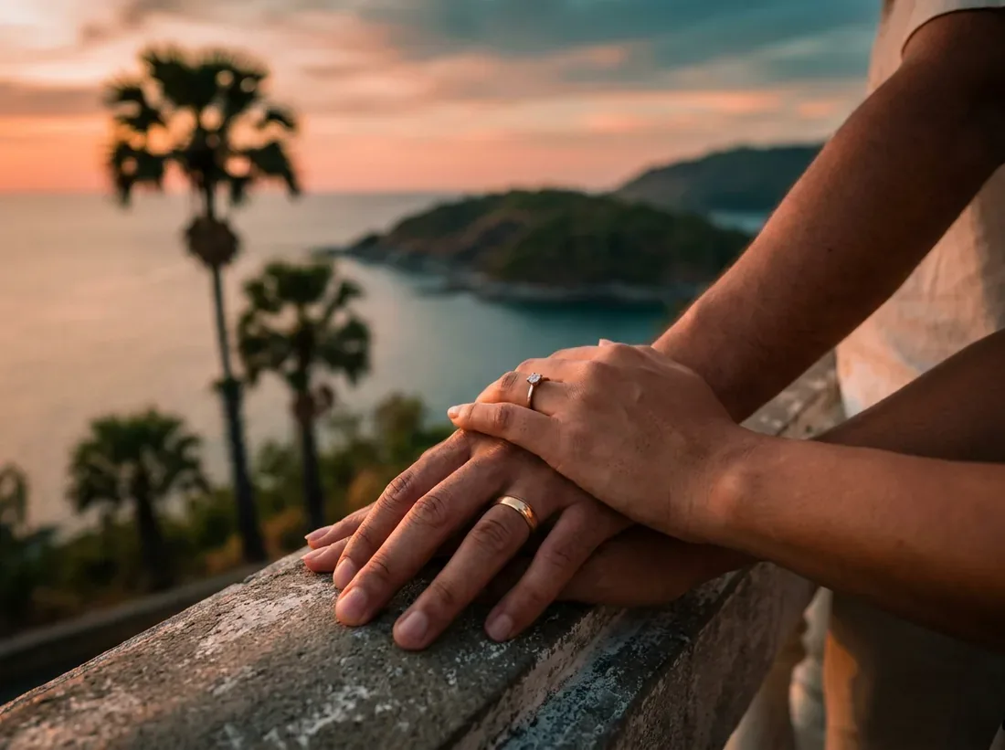 Close-up detail of a phuket sunset coastline romantic blog hero in Phuket