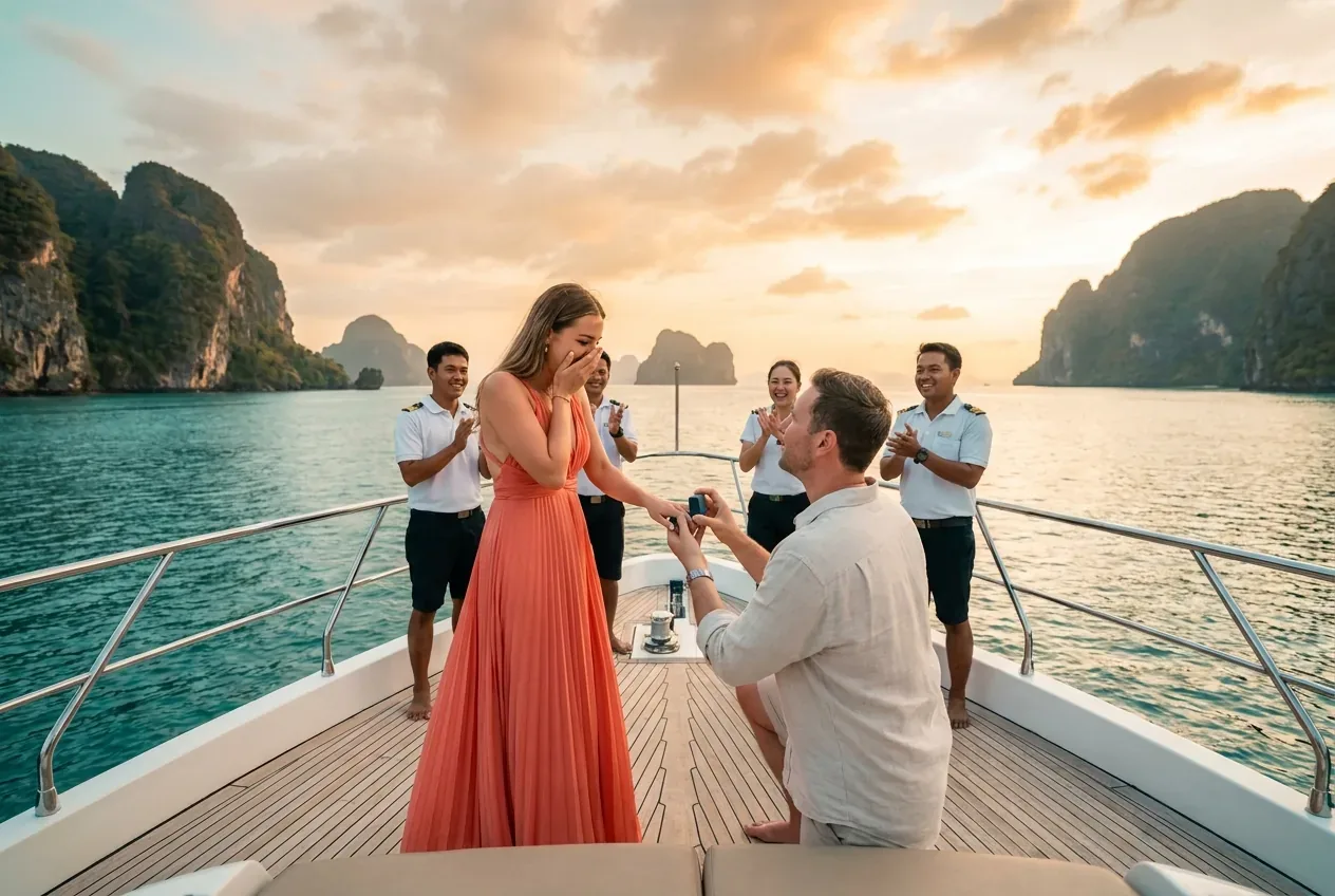 A Yacht Proposal in Phang Nga Bay — Daniel & Mei at Phang Nga Bay, Thailand