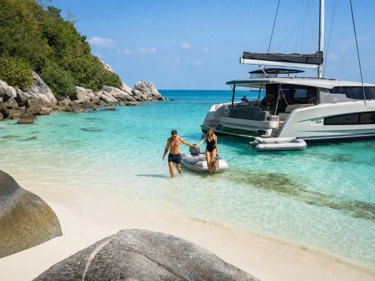Private catamaran at Racha Island near Phuket, Thailand